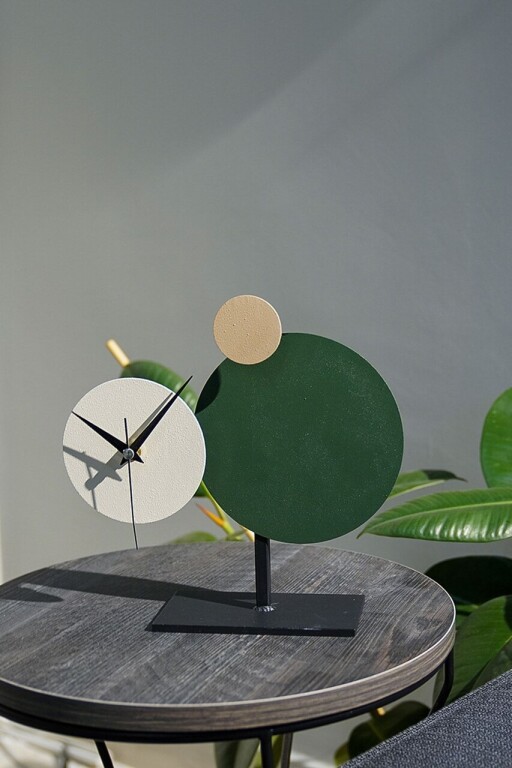 Ceas de masa, MYK2117-2, 26x25 cm, Verde / Crem / Maro