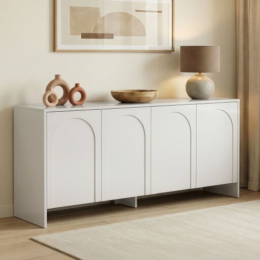 Consola, Nordure, Arlen, 180x80x45 cm, Alb