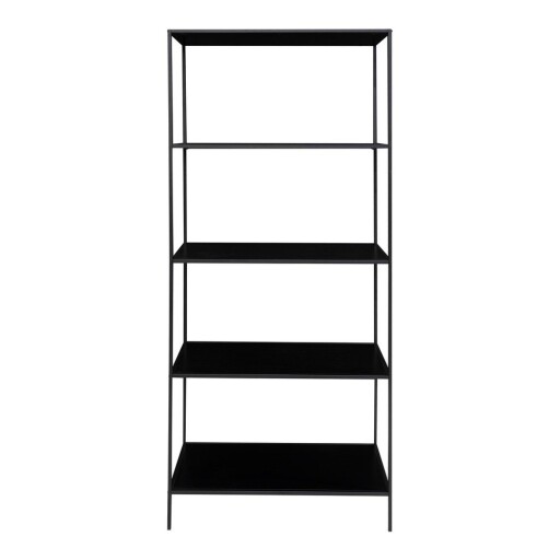 Bibliotecă neagră din metal 80x170x36 cm Vita – House Nordic