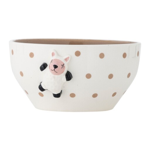 Bol pentru copii alb/maro din gresie ø 14 cm Dolly – Bloomingville Mini