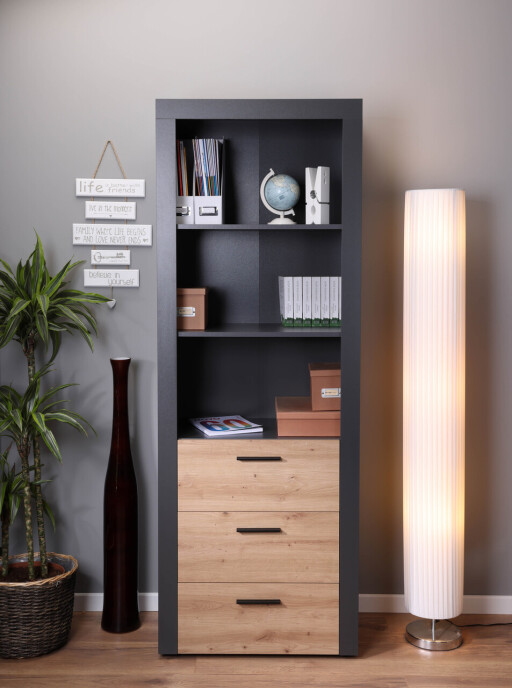 Biblioteca Corbeto, Inter Link, 68.6x41.6x190 cm, lemn, antracit/natur
