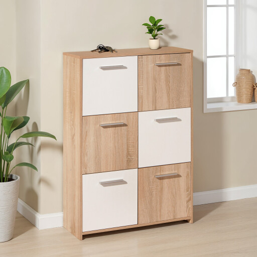 Comoda Egadi, Inter Link, 77x30x114 cm, PAL, sonoma/alb