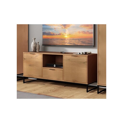 Comoda TV Vivo 2T1S, Inter Link, 150x45x50 cm, lemn, stejar/negru