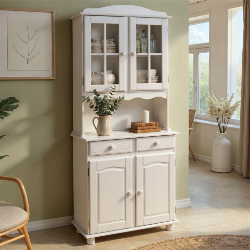 Bufet Valencia, Inter Link, 88x32-43x198 cm, lemn, alb