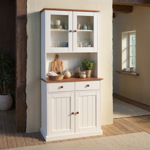 Bufet Westerland 5.2 , Inter Link, 90x45x190 cm, lemn, alb/maro sepia