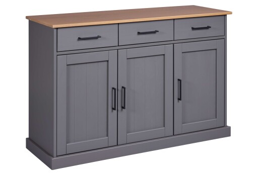 Comoda Forenzo, Inter Link, 131x45x86 cm, lemn, gri/stejar