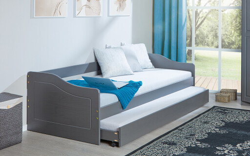 Pat multifunctional pentru o persoana, 90x200 cm, Malte, Inter Link, lemn, gri