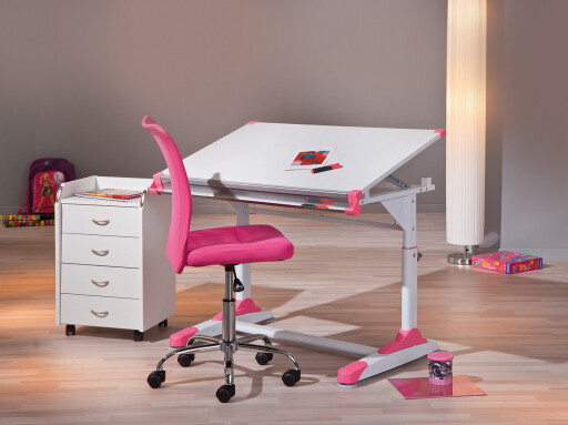 Birou pentru copii reglabil pe inaltime 2Colorido, Inter Link, 101x70.5x69.5-85 cm, metal/MDF, multicolor