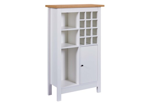 Dulap pentru sticle de vin Julina, Inter Link, 76.8x33x124.4 cm, lemn, alb/natur