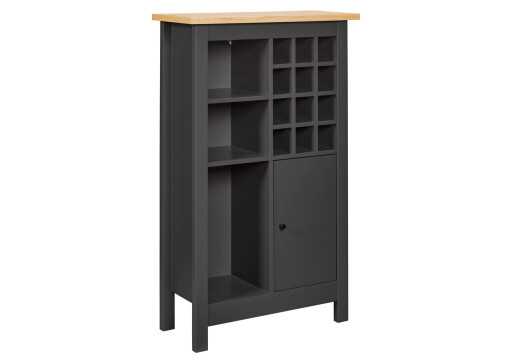 Dulap pentru sticle de vin Nellina, Inter Link, 76.8x33x124.4 cm, lemn, antracit/natur