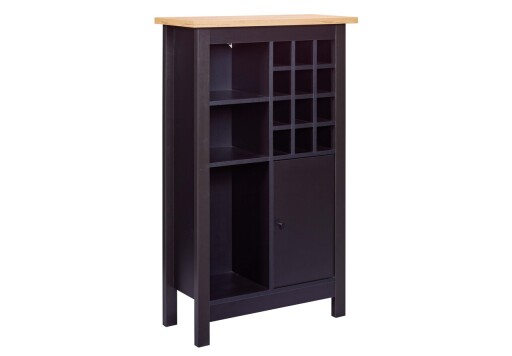 Dulap pentru sticle de vin Helina, Inter Link, 76.8x33x124.4 cm, MDF, negru/natur