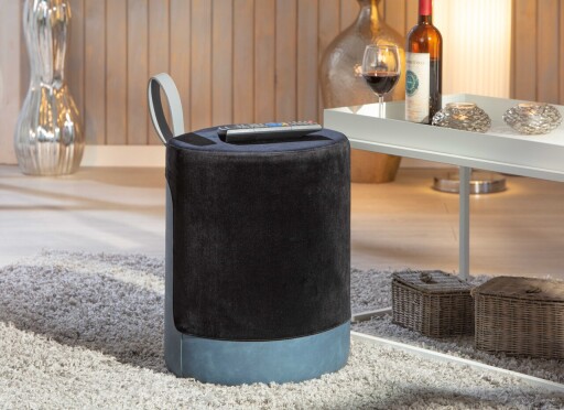 Taburet Osane, Inter Link, 38x32.5x43 cm, poliester, negru/albastru
