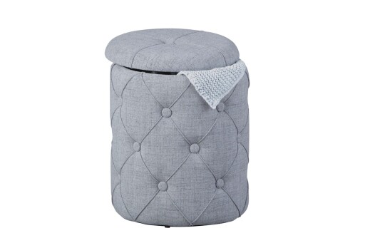 Taburet cu spatiu de depozitare Yapak, Inter Link, 34x34x40 cm, poliester, gri