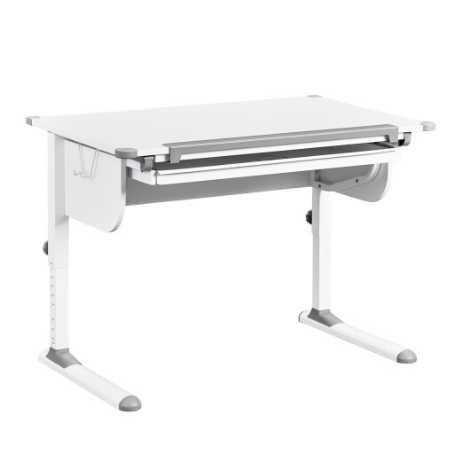 Birou pentru copii reglabil pe inaltime Studare, Inter Link, 110x68x55-78 cm, MDF, alb/gri