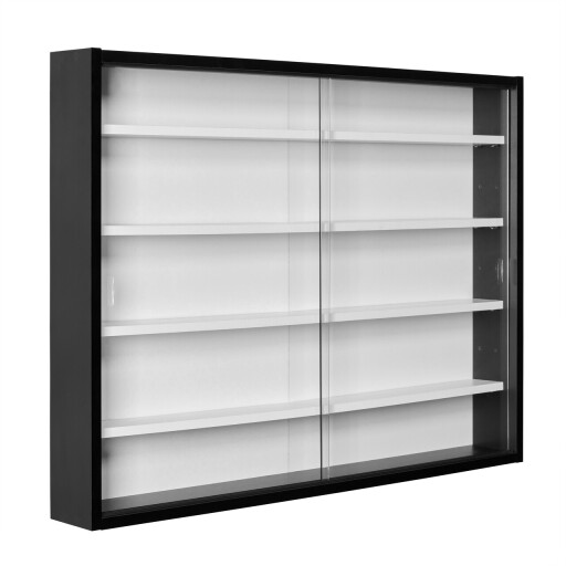 Raft de perete Collecty, Inter Link, 80x10x60 cm, lemn/sticla, negru/alb