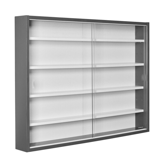 Raft de perete Collecty, Inter Link, 80x10x60 cm, lemn/sticla, gri/alb