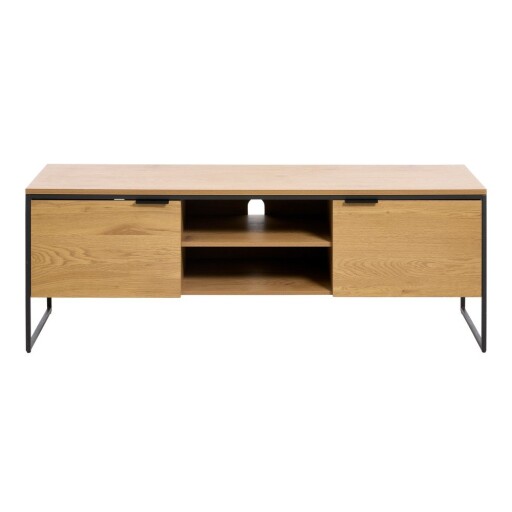Comodă TV în culoare naturală cu aspect de lemn de stejar 155x55x45 cm Cesura – Unique Furniture