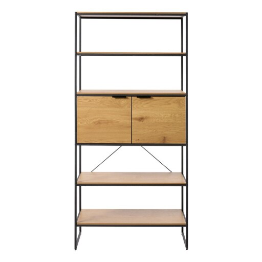 Bibliotecă în culoare naturală cu aspect de lemn de stejar 90x190x40 cm Cesura – Unique Furniture