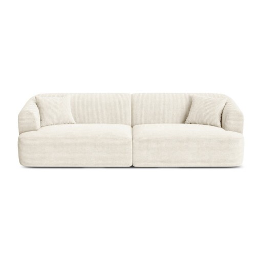 Canapea bej cu tapițerie din catifea reiată 255 cm Campi – Cosmopolitan Design