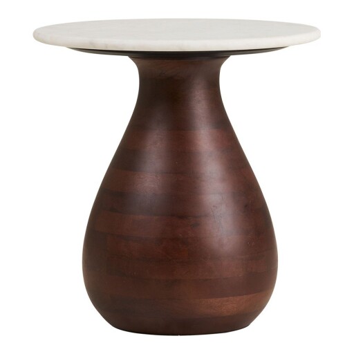 Măsuță auxiliară rotundă cu blat din marmură ø 40 cm Heide – House Nordic