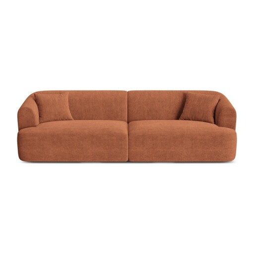 Canapea teracotă cu tapițerie din catifea reiată 255 cm Campi – Cosmopolitan Design