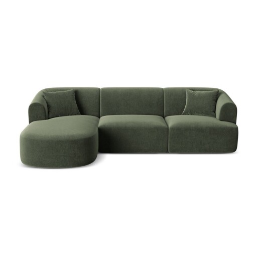 Colțar verde cu tapițerie din catifea (cu colț pe partea stângă/cu șezlong) Campi – Cosmopolitan Design