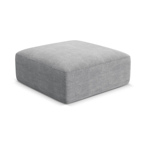 Taburet gri deschis cu tapițerie din catifea reiată Campi – Cosmopolitan Design