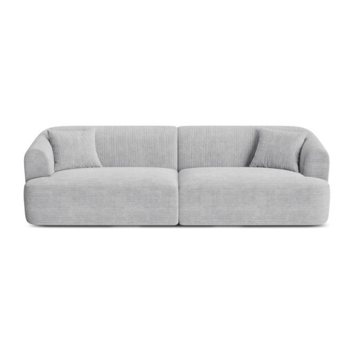 Canapea gri deschis cu tapițerie din catifea reiată 255 cm Campi – Cosmopolitan Design