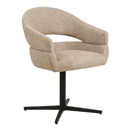 Scaun de living bej cu cotiere tapițat Dover – House Nordic