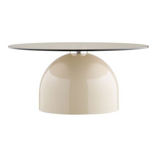 Măsuță de cafea bej rotundă cu blat din sticlă ø 70 cm Ravello – House Nordic