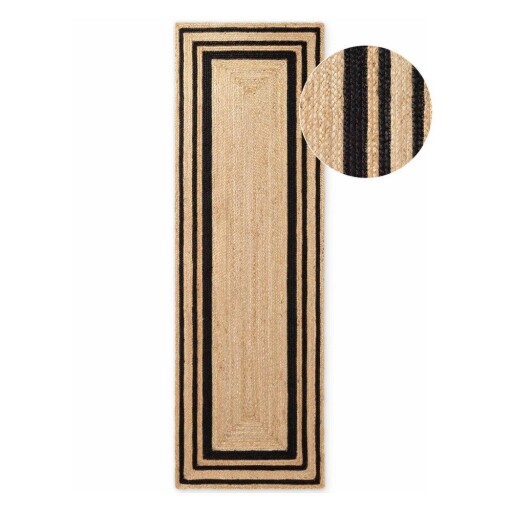 Covor tip traversă negru/în culoare naturală reversibil/țesut manual din iută 70x200 cm Jutta – Hanse Home