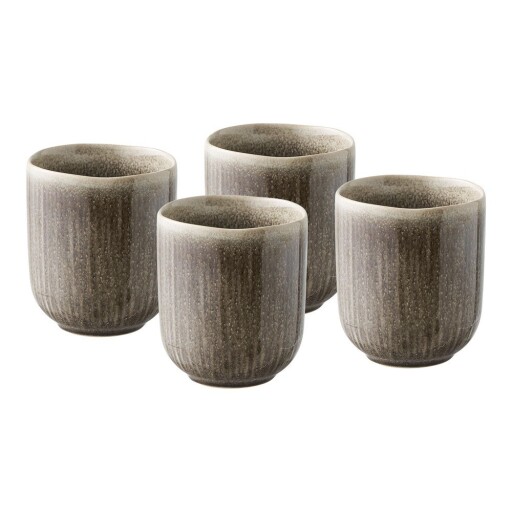 Cești grej 4 buc. din gresie ceramică 360 ml Viola – House Nordic