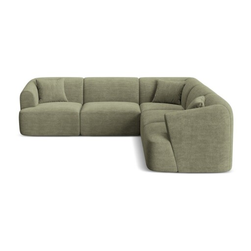 Colțar verde cu tapițerie din catifea reiată Campi – Cosmopolitan Design