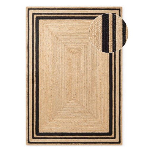 Covor negru/în culoare naturală reversibil/țesut manual din iută 120x170 cm Jutta – Hanse Home