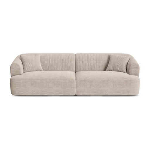 Canapea maro deschis cu tapițerie din catifea reiată 255 cm Campi – Cosmopolitan Design
