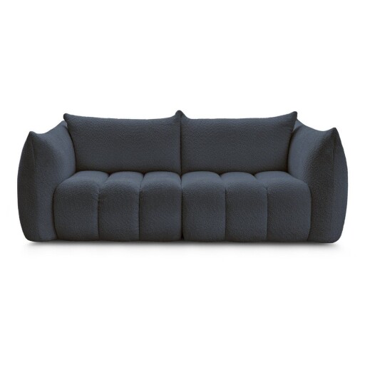 Canapea albastru-închis cu tapițerie din țesătură bouclé 234 cm Azra – Bobochic Paris