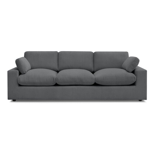 Canapea gri închis cu tapițerie din catifea reiată 250 cm Belair – Bobochic Paris