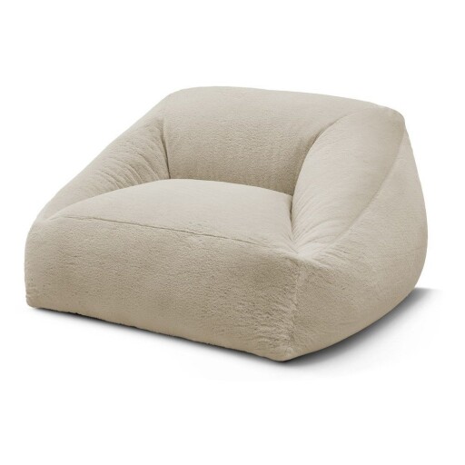 Fotoliu bean bag bej cu tapițerie din blană artificială Lilibet – Bobochic Paris