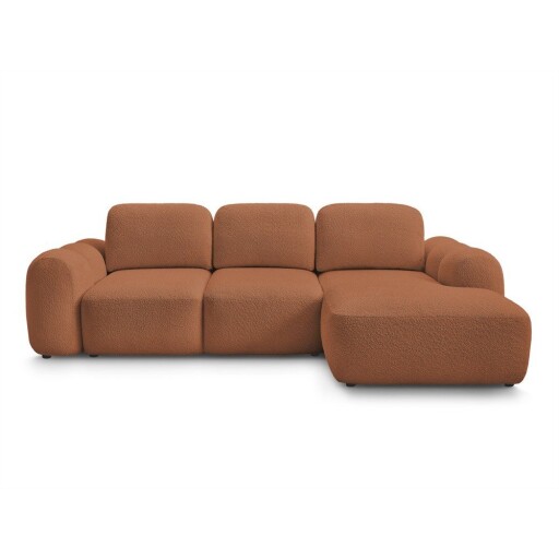 Colțar portocaliu extensibil/cu spațiu de depozitare cu tapițerie din țesătură bouclé (cu colț pe partea dreaptă/cu șezlong) Montaigne – Bobochic Paris