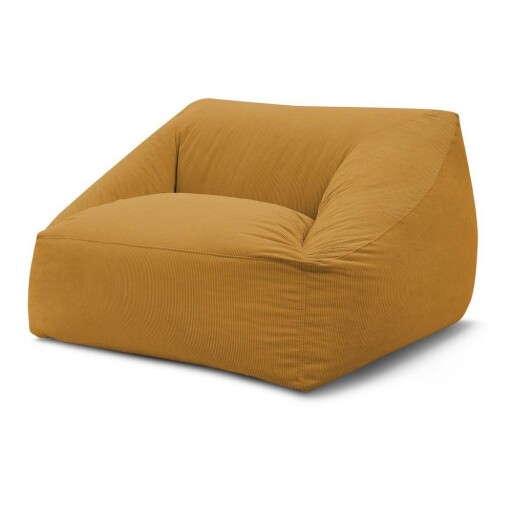 Fotoliu bean bag galben cu tapițerie din catifea reiată Lilibet – Bobochic Paris