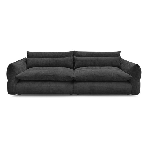 Canapea neagră cu tapițerie din chenille 276 cm Neil – Bobochic Paris
