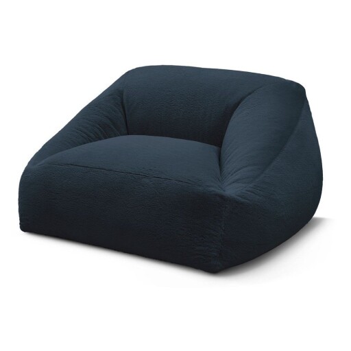 Fotoliu bean bag albastru închis cu tapițerie din blană artificială Lilibet – Bobochic Paris