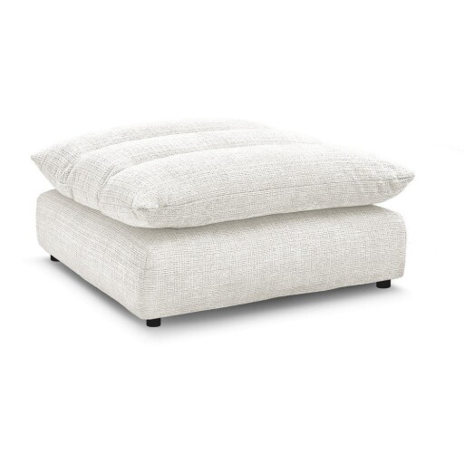 Taburet alb cu tapițerie din chenille Neil – Bobochic Paris