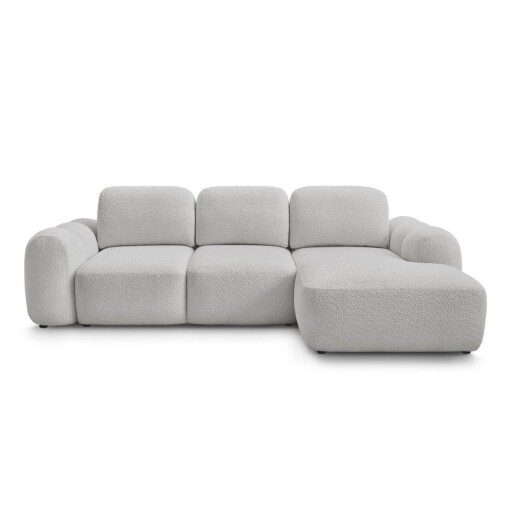Colțar gri deschis extensibil/cu spațiu de depozitare cu tapițerie din țesătură bouclé (cu colț pe partea dreaptă/cu șezlong) Montaigne – Bobochic Paris