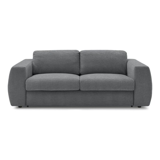 Canapea gri închis pentru dormitul zilnic/extensibilă cu tapițerie din chenille 240 cm Hugo – Bobochic Paris