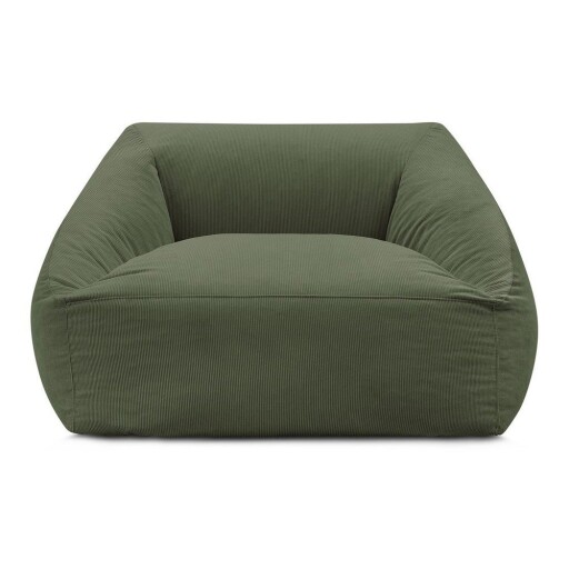 Fotoliu bean bag verde cu tapițerie din catifea reiată Lilibet – Bobochic Paris