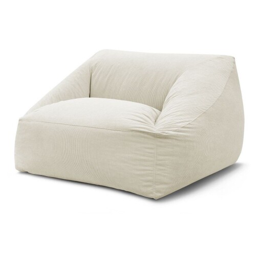 Fotoliu bean bag bej cu tapițerie din catifea reiată Lilibet – Bobochic Paris