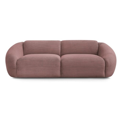 Canapea roz cu tapițerie din catifea reiată 250 cm Tina – Bobochic Paris