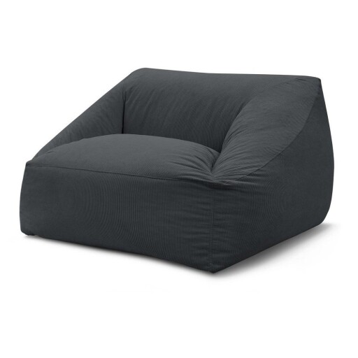 Fotoliu bean bag gri închis cu tapițerie din catifea reiată Lilibet – Bobochic Paris