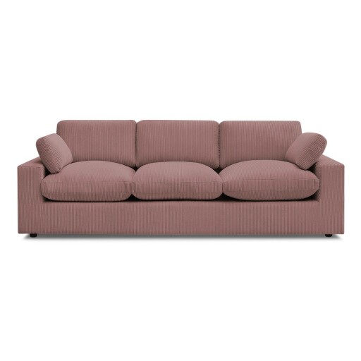 Canapea roz cu tapițerie din catifea reiată 250 cm Belair – Bobochic Paris